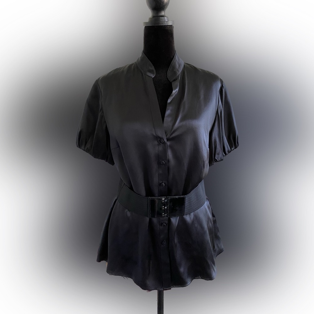 White House Black Market Silk Blouse with Belt - Medium